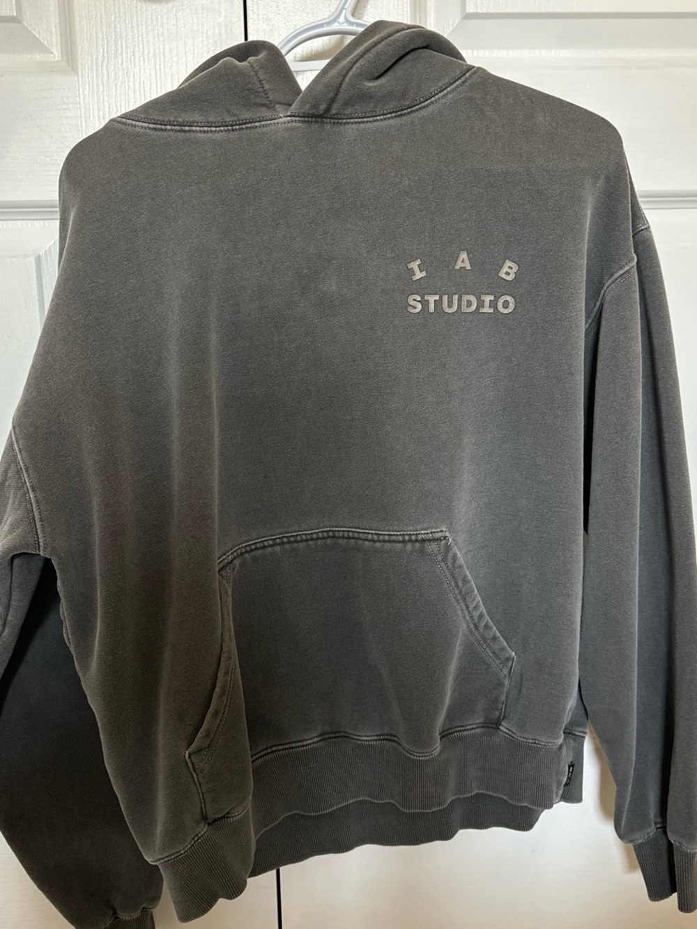 IAB Studio Men's Washed Charcoal Hooded Oversized Hoodie